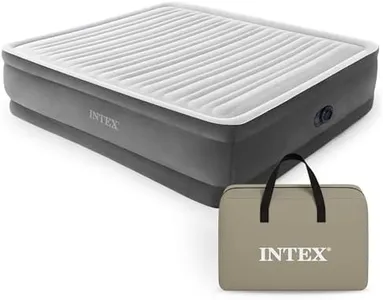Intex 18 Inch Inflatable Fiber-Tech Elevated Premium Plush Comfort Airbed Mattress with Built-in Pump, and Dura-Beam Technology, King