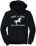 Just a Girl Who Loves Horses Hoodie Horse Gifts Equestrian Horseback Riding Kids Girls Hoodie X-Large Black