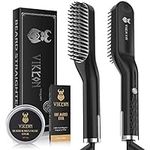 Beard Straightener for Men with FREE Beard Oil and Beard Balm, Fast Anti-Scald Beard Straightening Comb, Double Sided Ceramic Heated Beard Brush 3 Temperature Settings Portable for Travel and Home