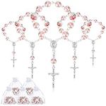 50 Pieces Baptism Favors for Girls Include 25 Pcs Pink Baptism Rosary Baby Rosary Mini Rosary and 25 Pcs Organza Bags Baptismal Gifts Baby Christening Gifts for First Communion Decorations Party