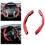 Universal Carbon Fiber Steering Wheel Cover,2 Pack Car Steering Wheel Covers,Carbon Fiber Anti-Skid Segmented Car Steering Wheel Protector for Auto/Truck/SUV/Van Steering Wheels Accessories Red