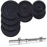 ScSPORTS® Weights Dumbbells Set - 30kg Cast Iron Set, Adjustable, Chrome-Plated, Non-Slip, Ø31 mm - Dumbbell Sets for Men and Women, Gym Weights, Pairs for Home Gym, Metal Plates, Barbell, Fitness