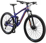 Mongoose Salvo Sport Mountain Bike for Adult, 18-Speed Trigger Shifter, 29-Inch Wheels, Full Suspension, 18.5-Inch Large Frame, Hydraulic Disc Brakes, Blue