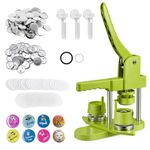 Button Maker Badge Machine Multi-Size 25+32+58 mm 300 Metal Pin Back Button Sets, DOYFAY Badge Press Machine with Molds, Plastic Washer & Round Paper Cutter