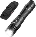 ULTRAFIRE Tactical Flashlight with Holster, 1200 High Lumen Rechargeable LED Flashlight, Zoomable Small EDC Flashlight with Duty Belt Holder Pouch, 6 Modes Bright Flash Light, T4