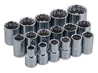 17 Piece 1/2" Dr Socket Set 12 Point sockets with Storage Case