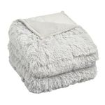 Sienna Fluffy Long Fleece Shaggy Soft Fleece Sensory Adults Weighted Blanket Reversible Sleep Throw - Silver, 125 x 180cm - 6kg