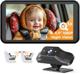 Babyvue Baby Car Camera, 4.5" 1080P Easy Setup Backseat Camera with Flexible 360 Rotation, 3X Zoom Clear Picture Rear Facing Car Seat Baby Monitor