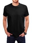 Love My Fashions Men's Round Neck Short Sleeves Plain T-Shirt Black