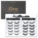 BRESE 10 Pairs Magnetic Eyelashes Full Kit |3D False Eyelashes Magnetic with Applicator, 02 Magnetic Eyeliners & Cleansing Wipes | Magnetic Eyelashes Natural Look, Fluffy, Wispy & Dramatic Style