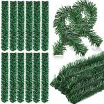 Noverlife 30PCS 14'' Christmas Pine Garland Ties, Artificial Pine Needles Decorative Wreath Flexible Ties Xmas Wired Garland Ties, Faux Pine Greenery Stems Twist Wired Tree Branches for Banister Decor