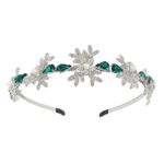 IYOU Shiny Crystal Wedding Headband Rhinestone Green Hair Band Leaf Vintage Prom Bridal Hair Accessories for Women