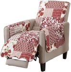 Great Bay Home Patchwork Scalloped Printed Furniture Protector Stain Resistant Recliner Cover (Recliner, Burgundy)