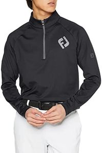 Footjoy FJ-F22-S14 Men's Full Half Zip Thermal Long Sleeve Shirt, Black/Grey, M