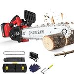 Citiuplift Electric Chainsaw Cordless 12 Inch 3.0Ah Battery Chainsaw with Chain, Brushless Chainsaw for Trees, Cutting Fast Chain Saw for Wood Farm Garden, Mini Chainsaw with Charger（1 Battery）