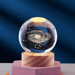 GUOCHENG Crystal Ball Night Light 3D Engraved Galaxy Crystal Globe with Warm LED Lamp Base, The Milky Way Lights as a Gift for Teens Boys and Girls(Galaxy-S)