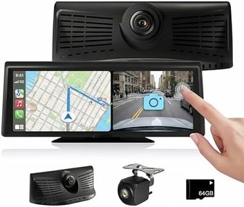 Portable Wireless Carplay Screen for Car with Dash Cam & 1080P Backup Camera, 8.1" Touch Screen Car Stereo with Apple Carplay & Android Auto, BT/FM/AUX/GPS Nav/Mirror Link/Voice Control