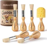JUPITEARTH Jumbo Paint Brushes for Kids, Easy Grip Round and Sponge Toddler Paint Brushes with Natural Wood Handles for Washable Paint and Acrylic Paint, 6 Pcs