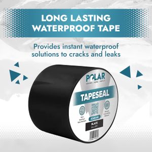Polar TapeSeal Waterproof Repair Tape, Black 5" x 5ft – Roofs, Gutters, Pipes