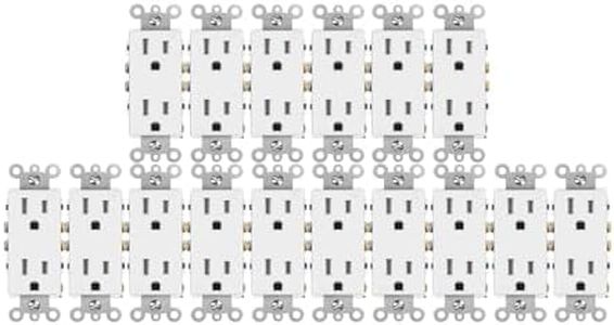 Greencycle Electric Outlets, 16 Pack Duplex Receptacle 15Amp Outlet,125V, 5-15R,3 Wire, Tamper Resistant Wall Plug,Residential Commercial Grade,Ultra-Slim, Heavy Duty,Self-Grounding,UL/CUL, White