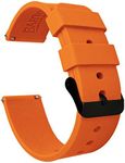 BARTON WATCH BANDS 22mm Pumpkin Orange Soft Silicone Quick Release - Black Buckle