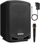 Pyle Bluetooth Karaoke PA Speaker - Indoor/Outdoor Portable Sound System with Wireless Mic, Audio Recording, Rechargeable Battery, USB/SD Reader, Stand Mount - for Party, Control - PSBT65A Black