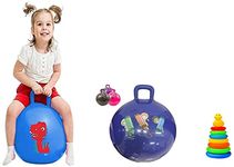 Storio Sit and Bounce Rubber Hop Ball & Inflatable Hopper Ball - Educational Learning Stacking Multicolour 7 Rings