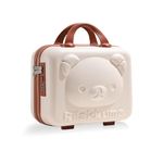 Cute Portable Makeup Travel Case Hand Luggage, Mini Carrying Makeup Case Suitcase with Elastic Band, Small Hard Shell Cosmetic Case for Travel Camping Women Girls [ Bear Face Printed Creem Clour ]