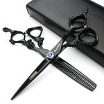 5.5 Inch Professional Hairdresser's Scissors Dragon Handle Japanese 440c Hair Cutting/thinning Shears for Barber (black)