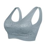 Litthing Women Sports Bra Seamless Comfortable Soft Breathable Ladies Lace Bras Removable Padded Tops Push up Underwear Packs for Yoga Fitness Exercise Grey