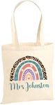Hoolaroo Personalised Tote Bag Teacher & Pupil Gift End of Term Rainbow Art Design Learning Assistant Thoughtful Nursery Thank You Natural Cotton