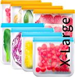 Reusable Freezer Gallon Bags 8 Pack Extra Large BPA Free Reusable Sandwich Snack Bags Extra Thick Leak Proof Storage Bags for Food Marinate Meat Fruit Toiletries