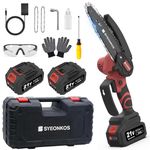 SYEONKOS Mini Chainsaw, 6 Inch Chainsaw-Brushless Motor, Electric Chainsaw Cordless with 2 Chains& 2 * 4000mAh Battery, Lightweight Chain Saw with Safety Lock for Cutting Trees,Cut Wood,Tree Trimming