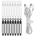 Nearockle 16Pcs 4.2" Silicone Cable Ties Cord Organizer for Cable Management, Reusable Cable Organizer Electronic Accessories in Home,Office,Kitchen,School,Travel(Black*8 & White*8)