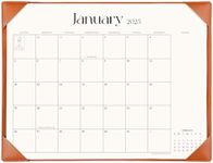 Simplified Desk Calendar 2025 with Desktop Mat, Cabbrix Large Desk Pad Calendar 21" x 16-1/2" Runs From Now to December 2025, Desk Blotter Calendar 2025 for Home School and Office (Brown)