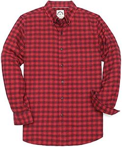 Dubinik® Mens Flannel Shirts Long Sleeve Pearl Snap Buttons Western Cowboy Vintage Work Casual with Pockets Plaid Shirt Red Black