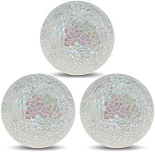 Yatinkim 3.35 in Decorative Orbs 3pcs Glass Mosaic Balls Vases Dining Table Centerpieces House Living Room Coffee Table Tray Sphere Decor White