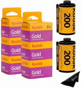 Kodak Gold 200 35mm Film Camera Film Bundle, 6 Rolls (2x3 Pack), 36 Exposures Each, for 35mm Film Cameras Includes Balveli Premium Microfiber Cloth - Kodak Film 35 mm Film Roll for Film Camera 35mm