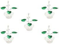 GoldGiftIdeas Pot Shape Pure Silver Tulsi Plant for Gift, Silver Tulsi Kyara for Pooja, Return Gifts for Baby Shower, Silver Pooja Items for Home (Pack of 5)