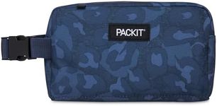 PackIt Freezable Snack Box, Heather Leopard Navy, Built with EcoFreeze Technology, Collapsible, Reusable, Zip Closure with Buckle Handle, Fresh Snacks on the go