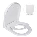 Anmas Power D Shape Toilet Seat - Family Toilet Seat with Child Seat Built-in, Potty Training Toilet Seat for Toddler, Soft Close, Quick Release Removable for Cleaning