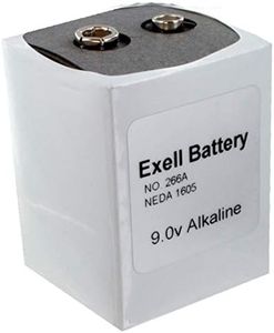 Exell Battery 266 Alkaline 9V Battery NEDA 1605, PP7, 6F90, White/Silver