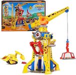 Rubble & Crew, Bark Yard Crane Tower Playset with Action Figure, Toy Bulldozer & Kinetic Build-It Play Sand, PAW Patrol Kids Toys for Boys & Girls 3+