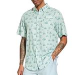 BASSDASH Men's UPF 50+ Short Sleeve Button Down Fishing Shirt Breathable Lightweight for Outdoors Hiking Camping, Camping Day, X-Large