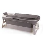 Luv Lap Super Large Mother & Baby Bath Tub, Folding Type Bathtub for Adults and Kids 140 X 60 X 57.5 cm with Temperature Meter (Grey)