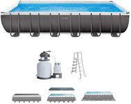 Intex 24ft X 12ft X 52in Ultra Frame Rectangular Pool Set with Sand Filter Pump, Ladder, Ground Cloth & Pool Cover