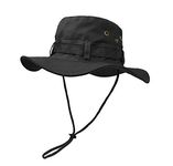 UltraKey Outdoor Sun Hat Double Layer Army Style Bush Jungle Cap for Fishing Hunting Black