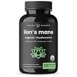 Organic Lions Mane Supplement 1350mg | 10:1 Lions Mane Extract 135mg Per Capsule Enhanced with Cordyceps & Reishi Mushroom | 120 Vegan Capsules | Supports Mental Clarity, Memory, Focus & Immune System