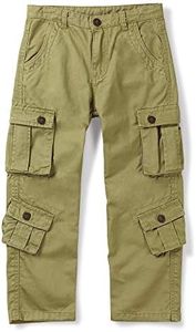 OCHENTA Boys' Cargo Pants 8 Pockets Casual Outdoor Camping Cargo Slacks Khaki Tag 180-12-13 Years