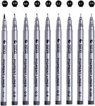 Black Micro-Pen Fineliner Ink Pens EastDeals Waterproof Archival Ink Fine Point Micro Pens for Sketching, Anime, Manga, Comic, Artist Illustration, Technical Drawing, Bullet Journaling-Set of 9